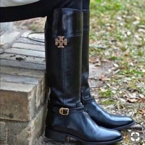 Tory Burch Black Eloise Riding Boots, Size 9